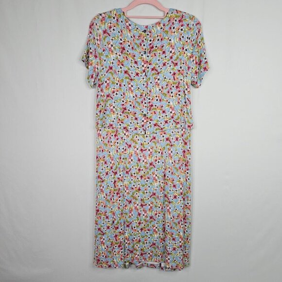 J. JILL Floral Dress BLUE PINK & GREEN size XS Relaxed Fit Pockets Cottagecore - Picture 6 of 8